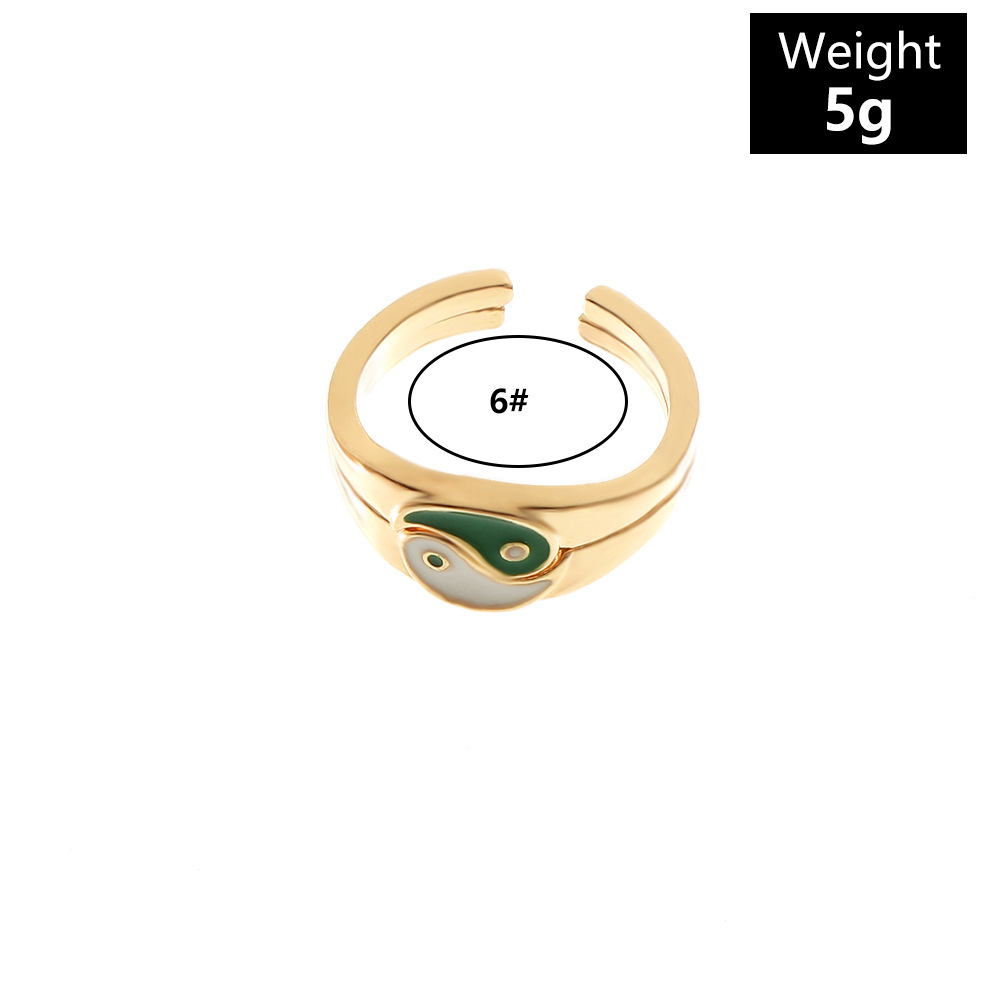 Green And White Taichi Couple Girlfriends Valentine's Day Ring display picture 1