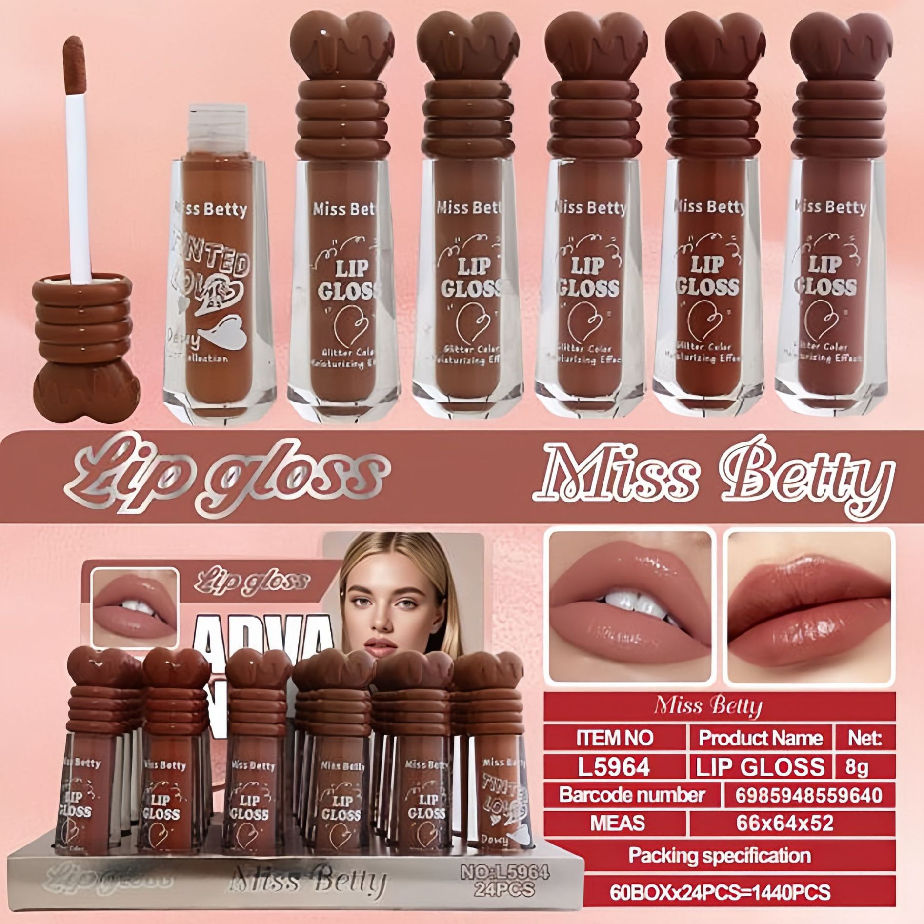Espejo transfronterizo labial miel labial aceite fácil de colorear labios sin taza de lápiz labial humectante