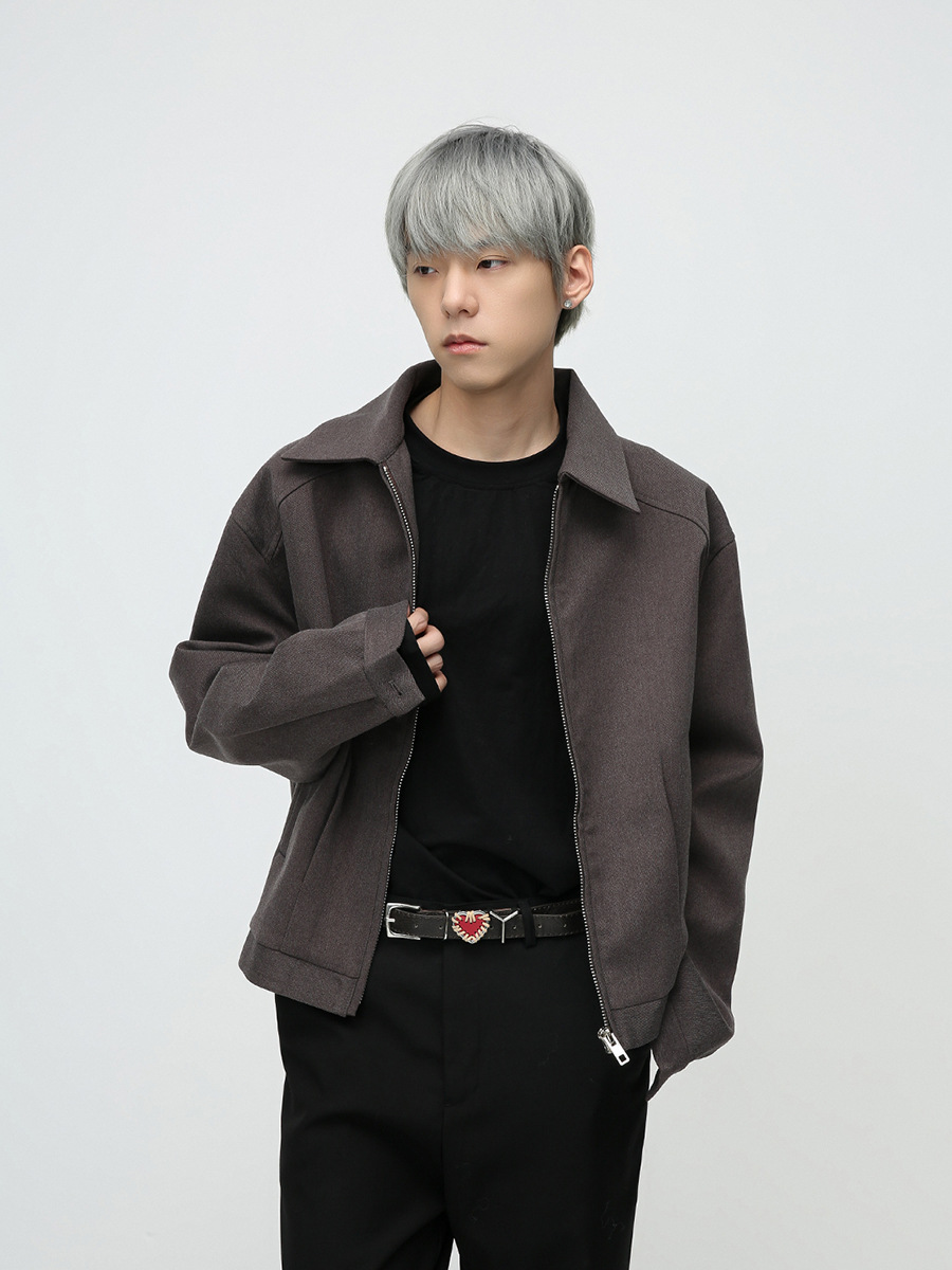 MTLCLOTHES ropa de hombre | Chaqueta corta de solapa de color sólido, estilo coreano, estilo británico básico, de alta gama, sencilla y moderna.