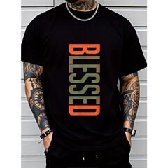 欧码棉TMen's Plus Size Casual Crew Neck T-Shirt - Geomet跨境