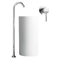 全銅落地式暗裝入牆式創意極簡浴缸立柱盆冷熱混水閥浴缸邊水龍頭