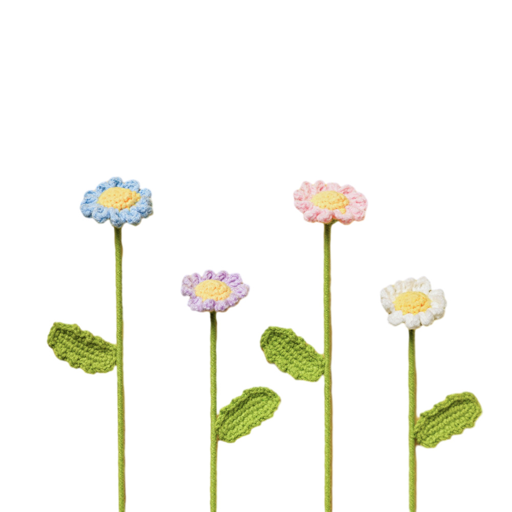 Acabado hecho a mano ganchillo lana tejida Margarita ramo creativo flor eterna regalo del Día de San Valentín novias regalo