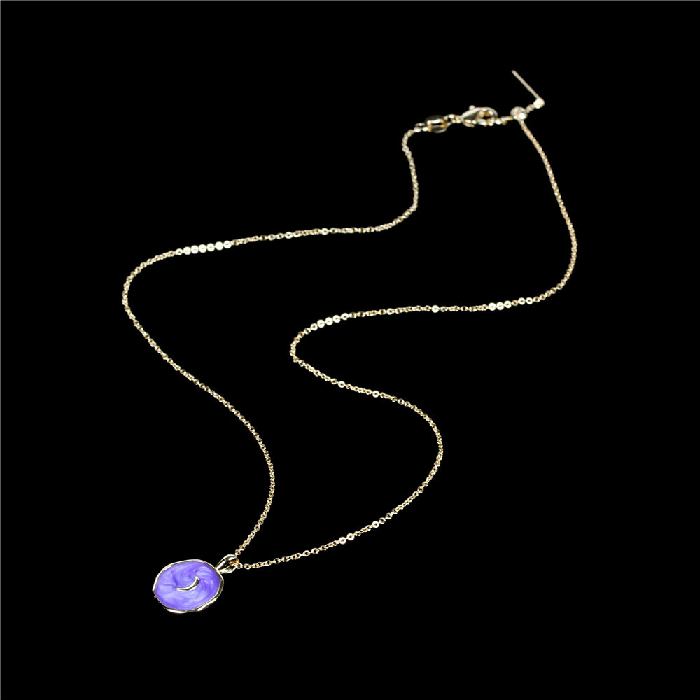 Fashion copper drop oil star and moon necklace wholesale