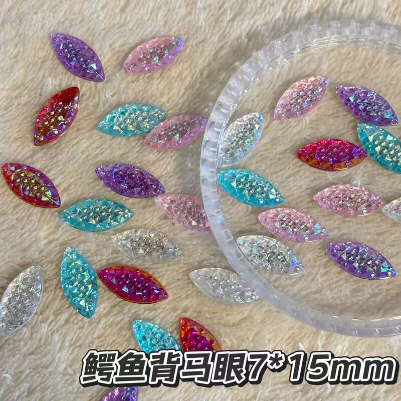 New Resin 7X15Mm Ab Color Crocodile Back Marquise Diamond Mobile Phone Case Beauty Handmade DIY Nail Art Diamond Loose Diamond
