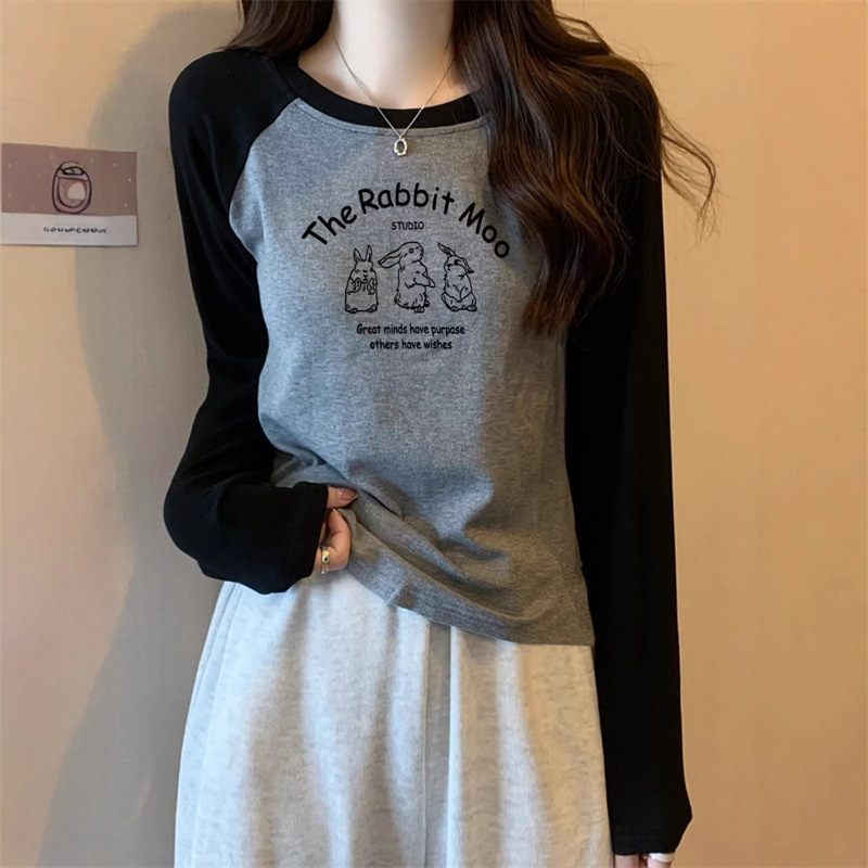 Pure Cotton Long-Sleeved T-Shirt for Girls, Suitable for Spring and Autumn, for Middle and High School Students, Can Be Worn as Outerwear or Innerwear, Loose-Fitting Base Shirt, Winter Color-Blocking Top Pure Cotton Long-Sleeved T-Shirt for Girls, Suitable for Spring and Autumn, for Middle and High School Students, Can Be Worn as Outerwear or Innerwear, Loose-Fitting Base Shirt, Winter Color-Blocking Top