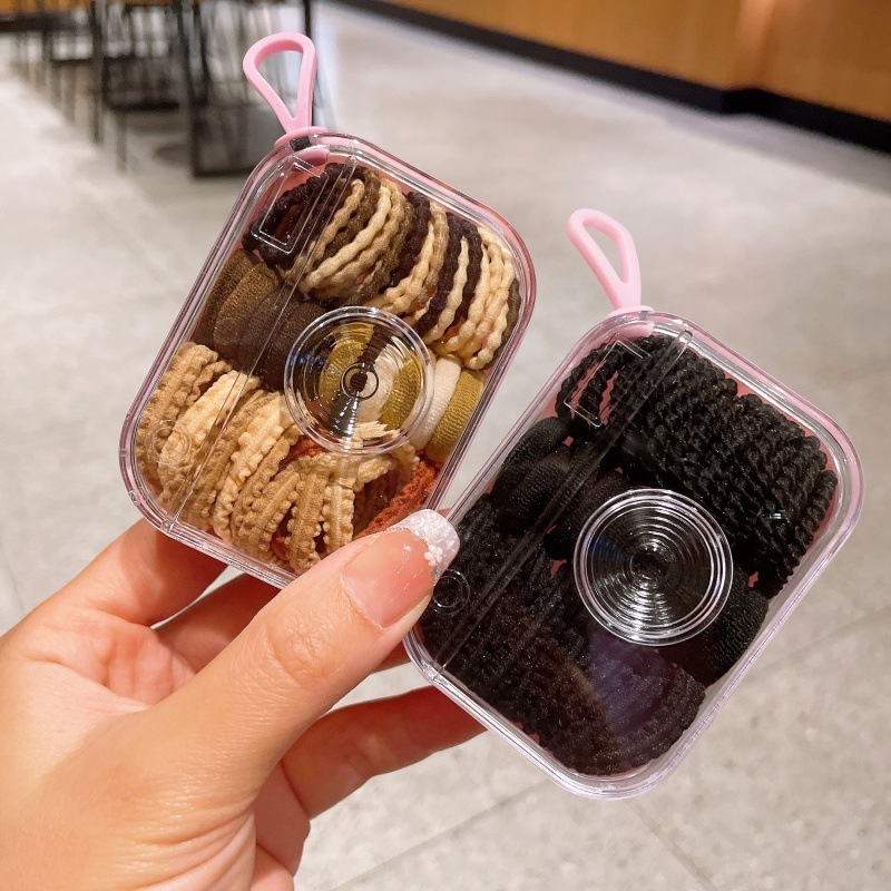 カメラ型箱入りヘアロープ、キャンディーカラーの子供用タオルリング、髪を傷つけない、高弾性ヘアリング、ベビーカラーの万能ヘアロープ|undefined