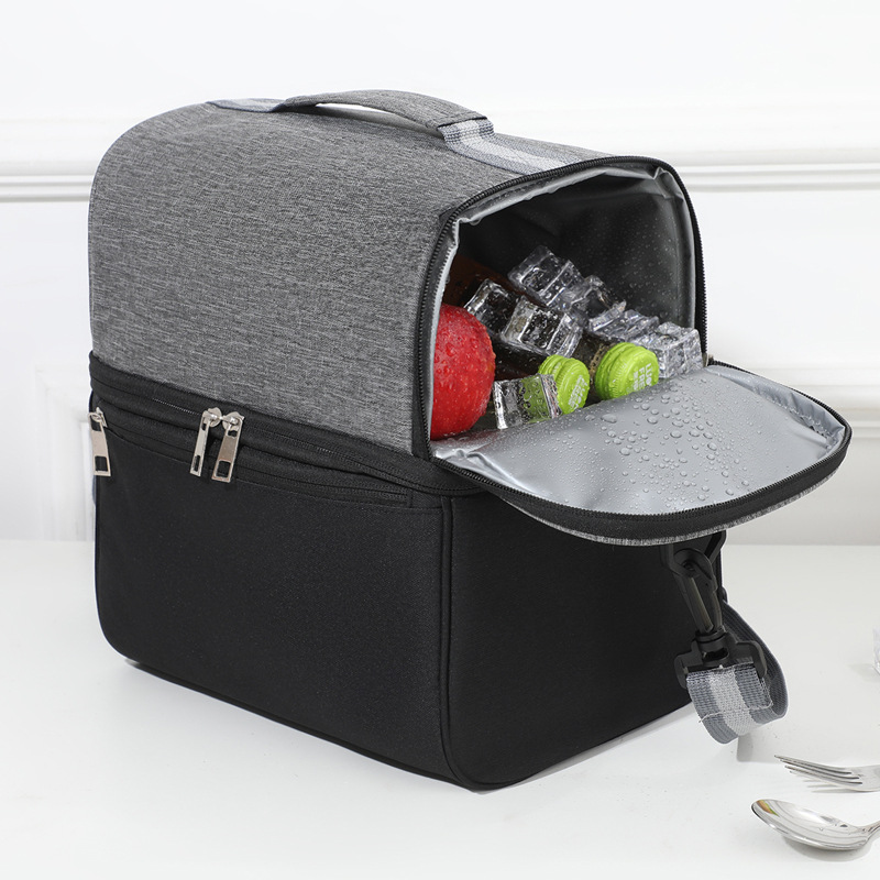 Nueva bolsa de hielo grande de color en contraste, bolsa de picnic al aire libre, bolsa de mantenimiento fresco de comercio exterior, bolsa de almuerzo, bolsa de almuerzo, bolsa de aislamiento de mensajero, color a juego