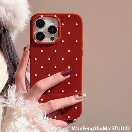 Red Polka Dots Are Suitable for Apple 15/14/13 Promax Mobile Phone Case 12/11 Soft Xr/Xs Straight Edge 7/8Plus