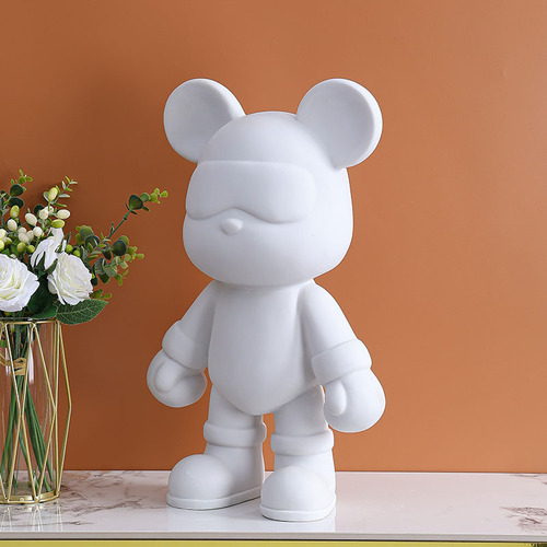 Cool bear white embryo wholesale fluid live broadcast room same resin cool white embryo piggy bank diy mini bear