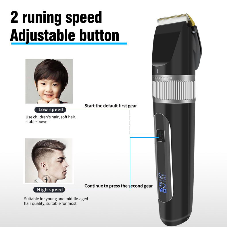 电动理发剪充电式电推剪电推子两档调速液晶数显理发套装跨境新品