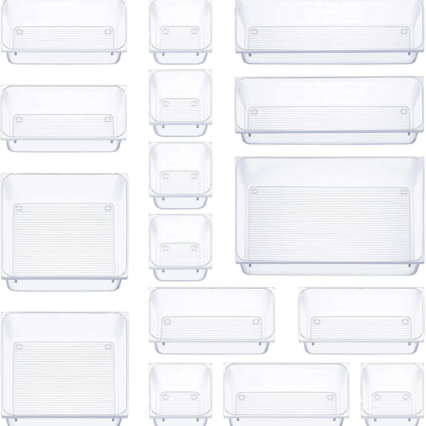 Storage Box Set — Transparent Plastic Organizer for Dressing Table, Multi‑size Modular Containers