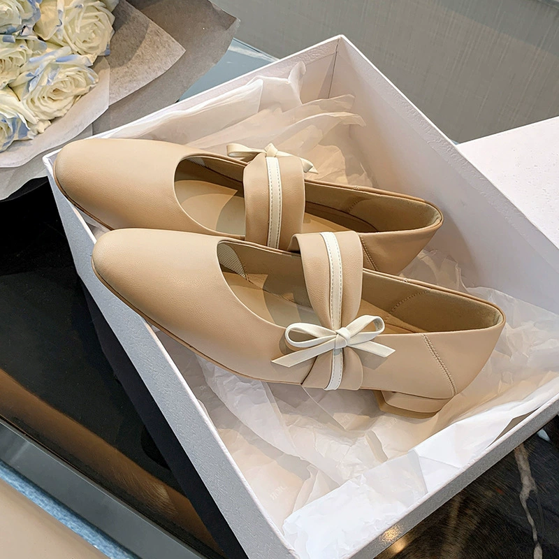 Мягкая полностью кожаная обувь Мэри Джейн, 2023, новая милая универсальная Повседневная Однослойная обувь, женская обувь из овчины