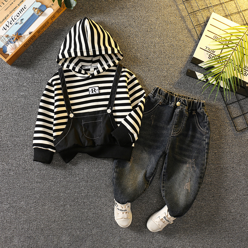 6091 traje de suéter para niños primavera y otoño 2024 nuevo estilo para niños ropa de moda estilo occidental traje de dos piezas de otoño para niños