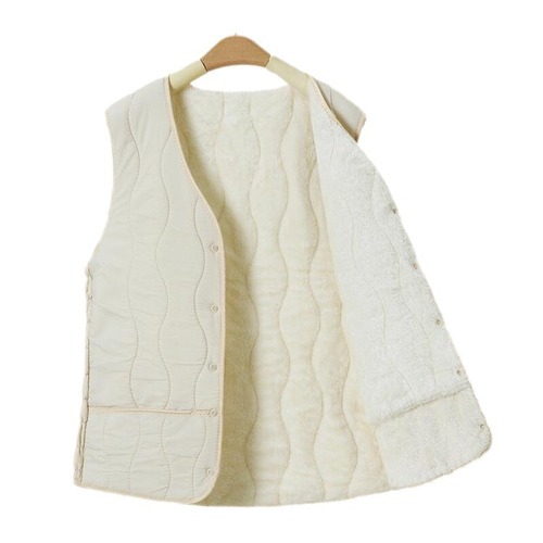 Winter vest for middle-aged mothers, lined and thick for warmth, winter top, lapel jacket for middle-aged and elderly women