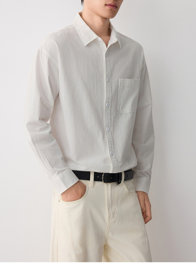 Áo sơ mi nam dài tay cotton trơn màu phong cách công sở — đen chi tiết 29