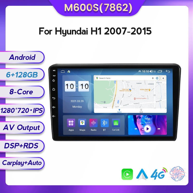 Подходит для Hyundai H1 07-15 модифицированный Android экран большого размера с середины управления, автомобильный навигационный экран 8+128ГБ