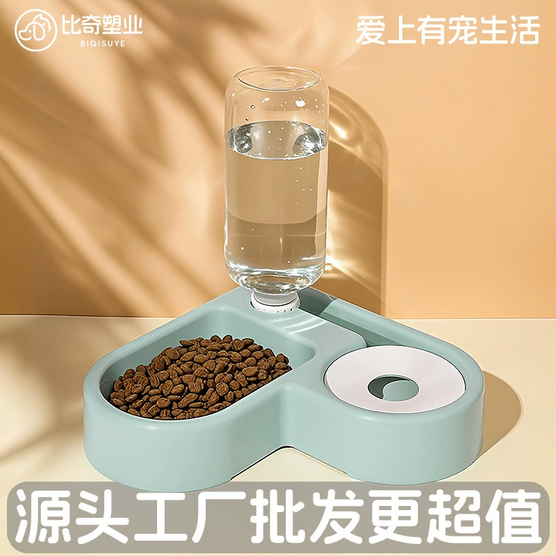 Новый стиль кошачий чаша автоматический диспенсер для питья в форме сердца миска для домашних животных мокрый рот кошачий собачий бош двойной миска одна пищевая утварь оптом