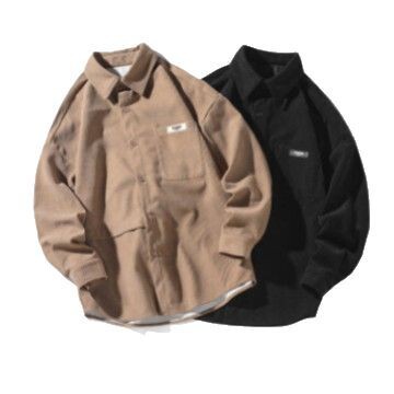 Men's Spring and Autumn Long Sleeve Shirt with Collar, Japanese Style Trend Brand Long Sleeve Casual Loose Jacket for Guys