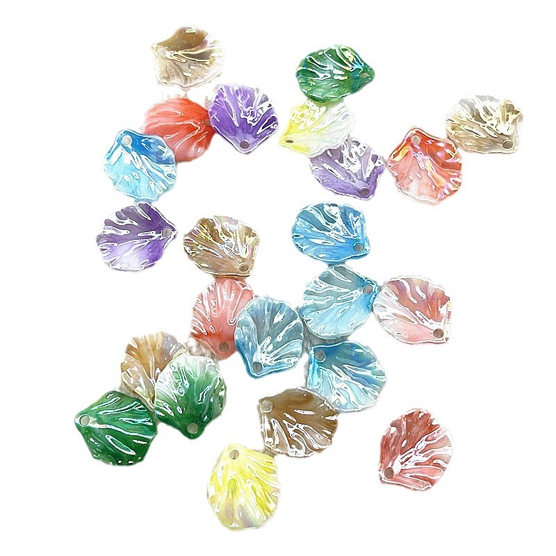 Hojas de col acrílico agujero colorido conchas chapadas camellia petal material de perlas dispersas accesorios de joyería DIY