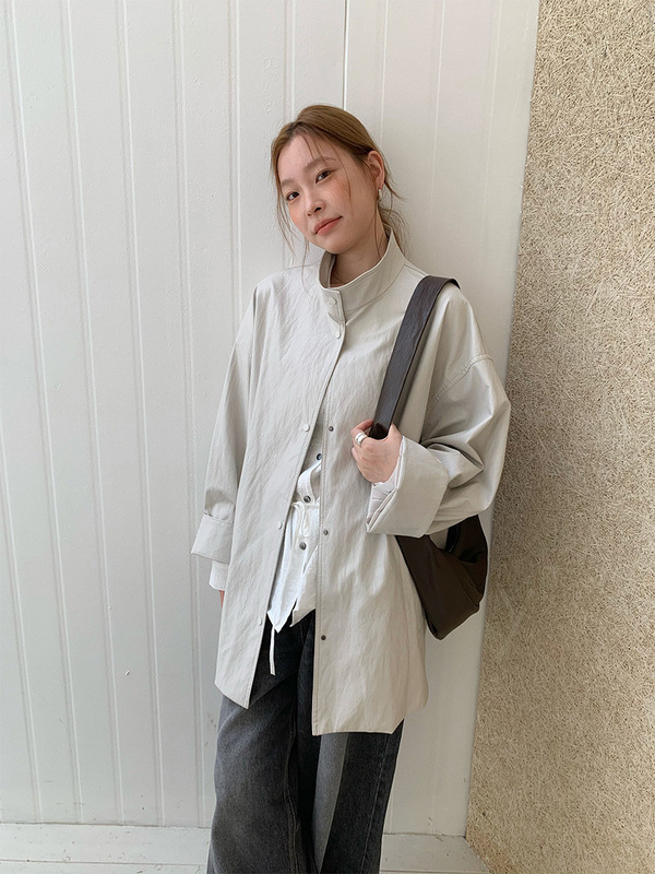 苏奈 立领宽松设计感皮衣女2025秋季新款简约时尚外套fromanna|undefined