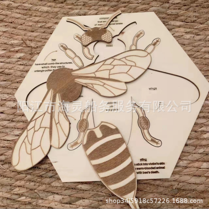 Cross-border New Bee Anatomical Structure Wooden Multi-layer Puzzle Children Learning Cognitive Animal Toy Gift