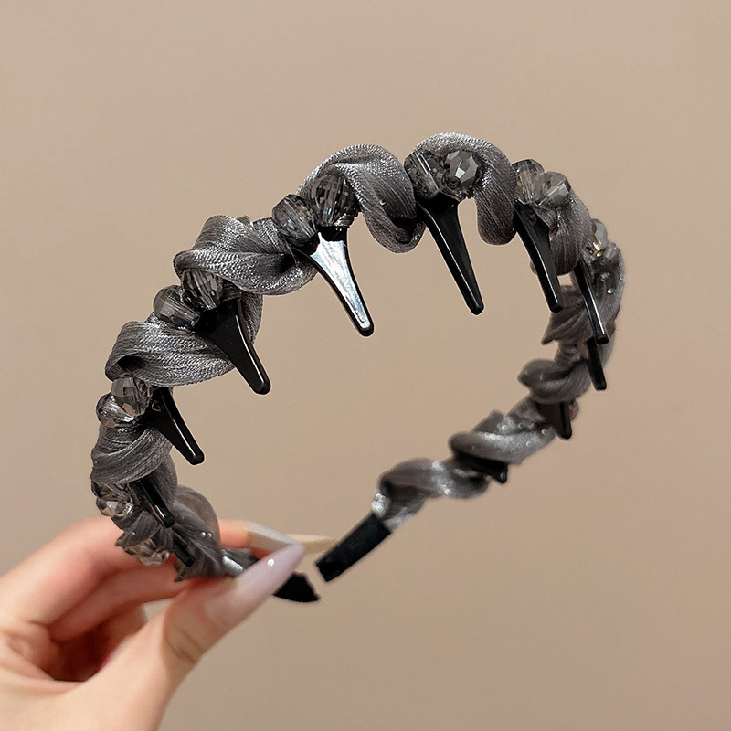 Diámetro flash Louis princesa de París, banda de cabello para la mujer no estrangulada, banda de cabello para lavar la cara, cabeza de cabeza alta con dientes antideslizantes, toque de cabello para el cabello