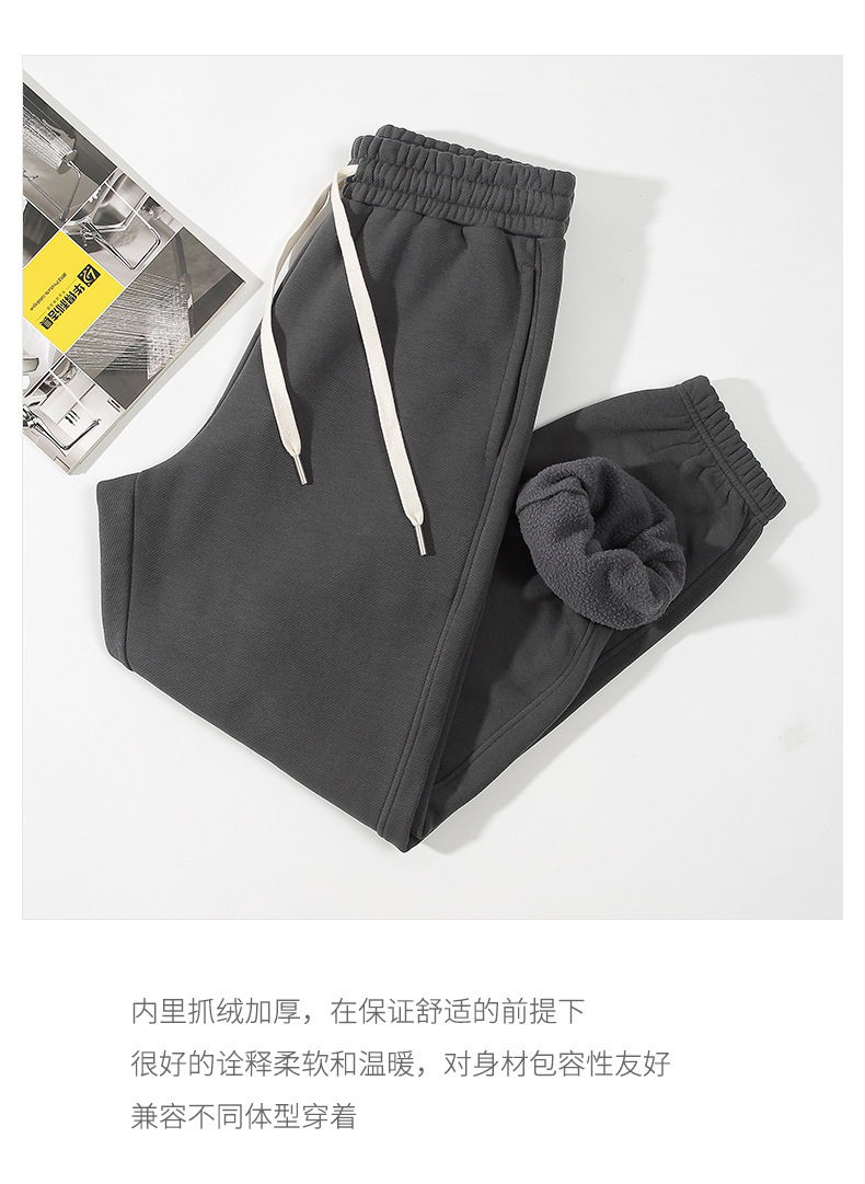 登爵男装摇粒绒400g重磅卫裤2023秋冬新款宽松加绒卫裤男