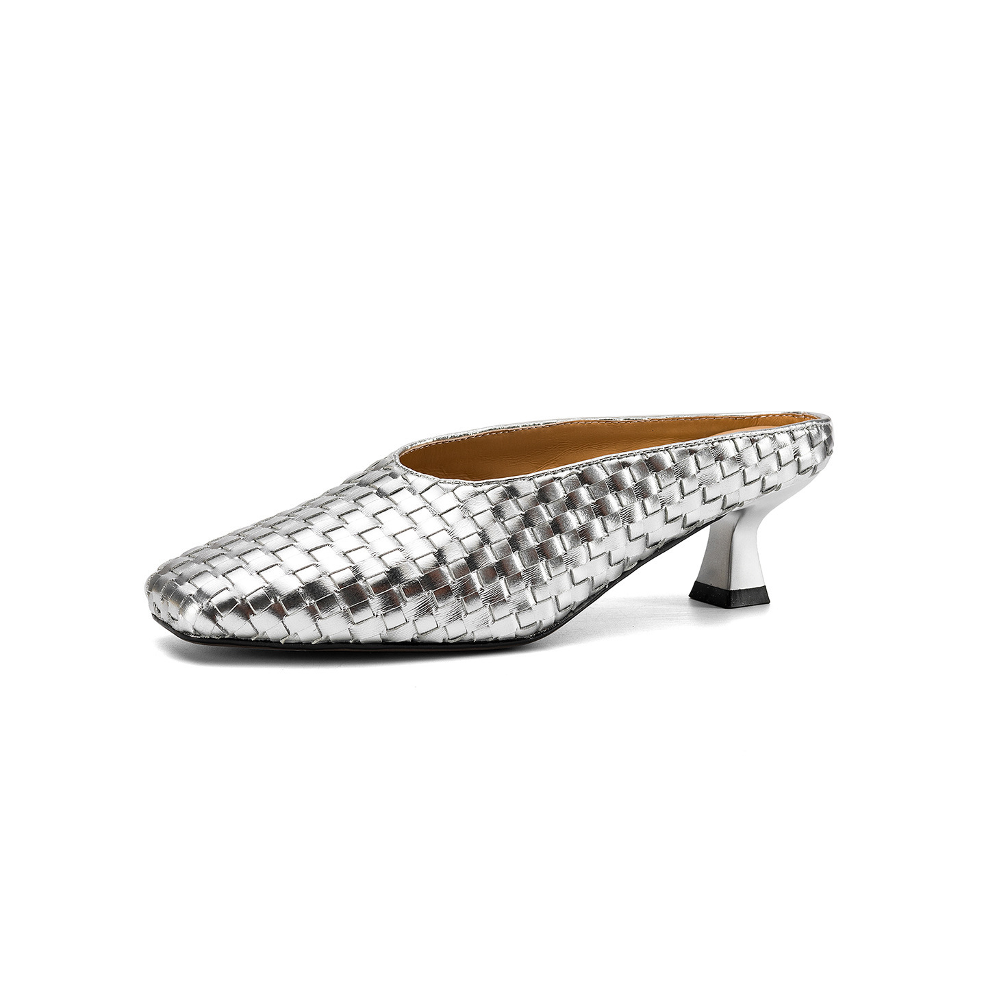 Sandal nữ mũi nhọn dệt vàng, gót 5 cm, phong cách thời trang — màu vàng chi tiết 24