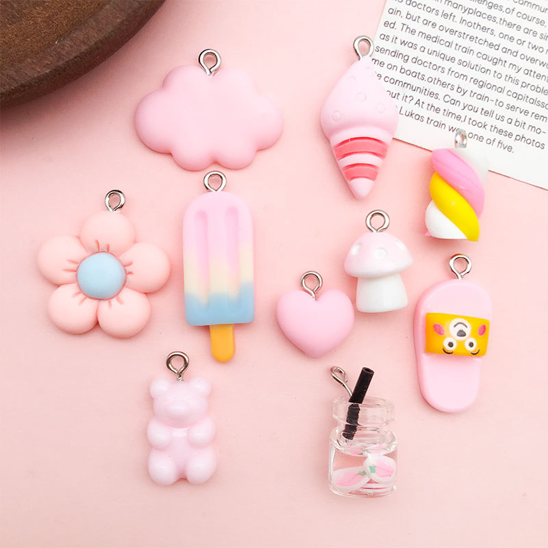 1 Piece Alloy Resin Ice Cream Bottle Flower Pendant display picture 4