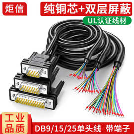工业级DB9串口线单头9针端子线DB15并口线DB25连接线9/15芯单头线