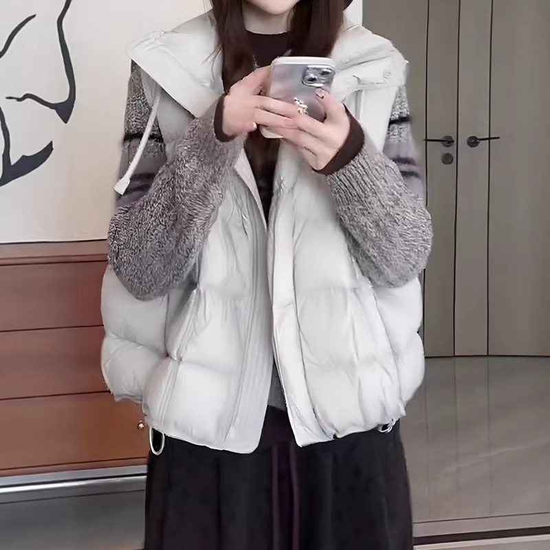 2025 Spring New Women's Korean Style down Cotton Vest Casual Stand Collar Vest Puff Fashion Vest Top Trendy