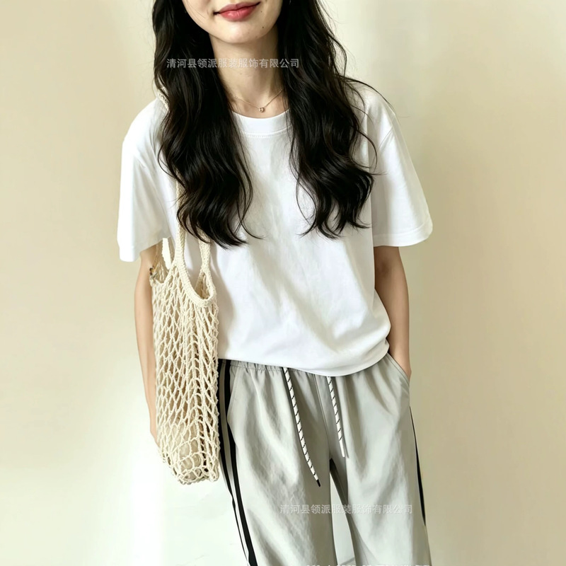 2026 Summer New Pure Cotton T-Shirt for Women, Regular Shoulder, Round Neck, Loose Fit, Slimming, Multi-Color Versatile Basic Short-Sleeve Top 2026 Summer New Pure Cotton T-Shirt for Women, Regular Shoulder, Round Neck, Loose Fit, Slimming, Multi-Color Versatile Basic Short-Sleeve Top