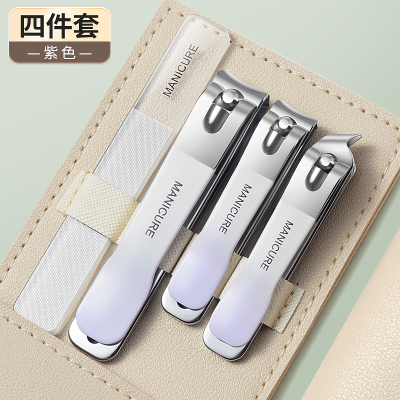 Gradient color nail clippers four-piece set of trembles with explosions oblique nail clippers nail tools set factory straight hair