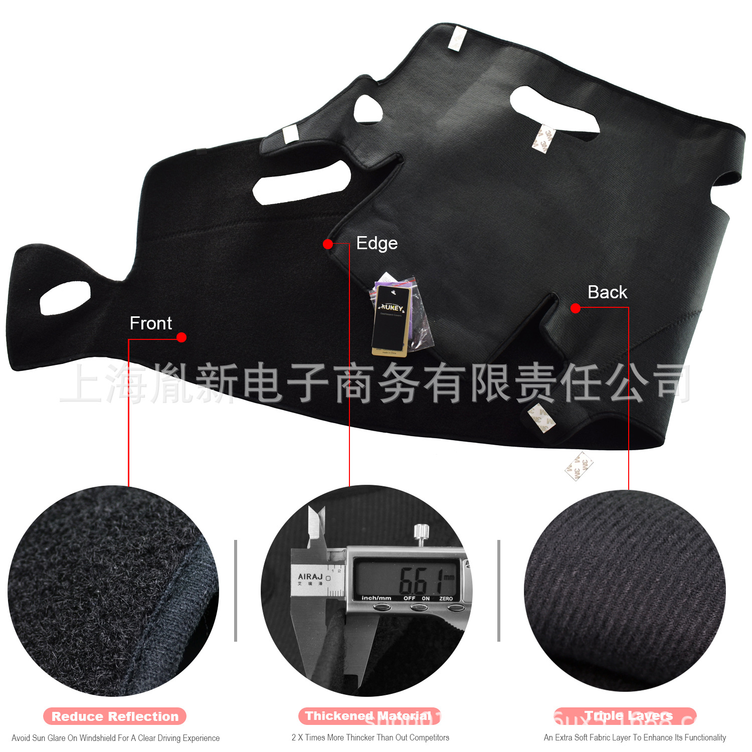 Suitable for 1998-2001 Dodge Ram Black Anti-Glare Mat Dashboard Cover Sun Protection Mat Dashboard Protective Cover