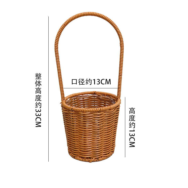 Cestas de mano tejidas a mano de plástico de caña decorativa flor seca canasta de flores portátiles canasta de regalos al por mayor
