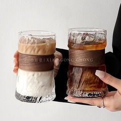 インスタ风挂け耳コーヒーカップ家庭用パーマ防止断热竹カバーグラスレトロアイスアメリカンラテカップお茶カップ