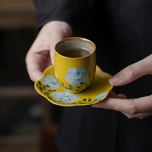 德化日式手工粗陶主人杯釉下彩手绘品茗杯单杯家用功夫茶 具诧寂