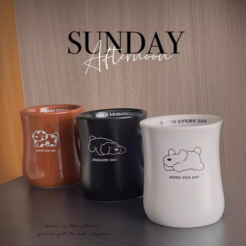 Simple and Elegant Puppy New Model Ceramic Mug Household Large Capacity Couple Water Cup Office Milk Cup Coffee Cup