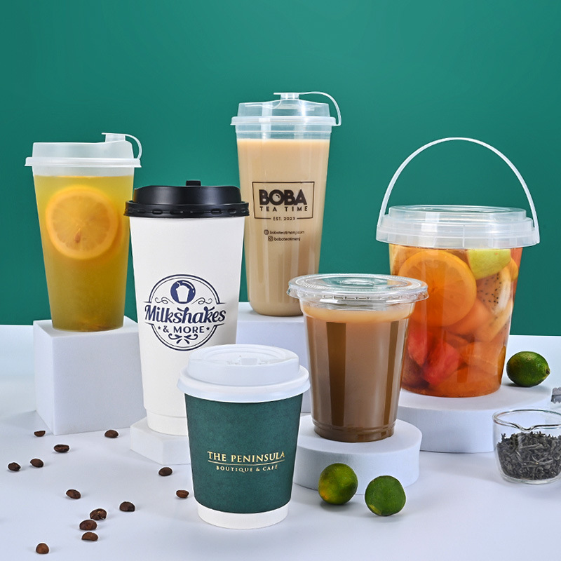 Hongkai, tazas de café desechables, tazas de té de leche, envases de tiendas de té de leche, etc. Consumibles, servicio de impresión de logotipo de compra integral