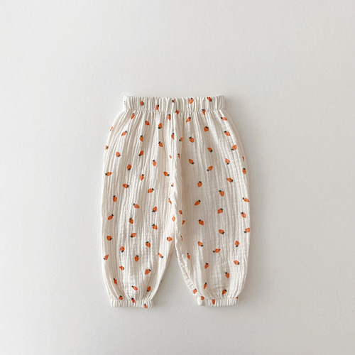  Korean style children's anti-mosquito pants summer new children's casual breathable cotton yarn harem pants baby loose bloomers