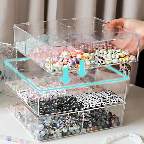 Beaded storage box cream glue diy material loose beads handmade beaded box dustproof multi-grid box drawer