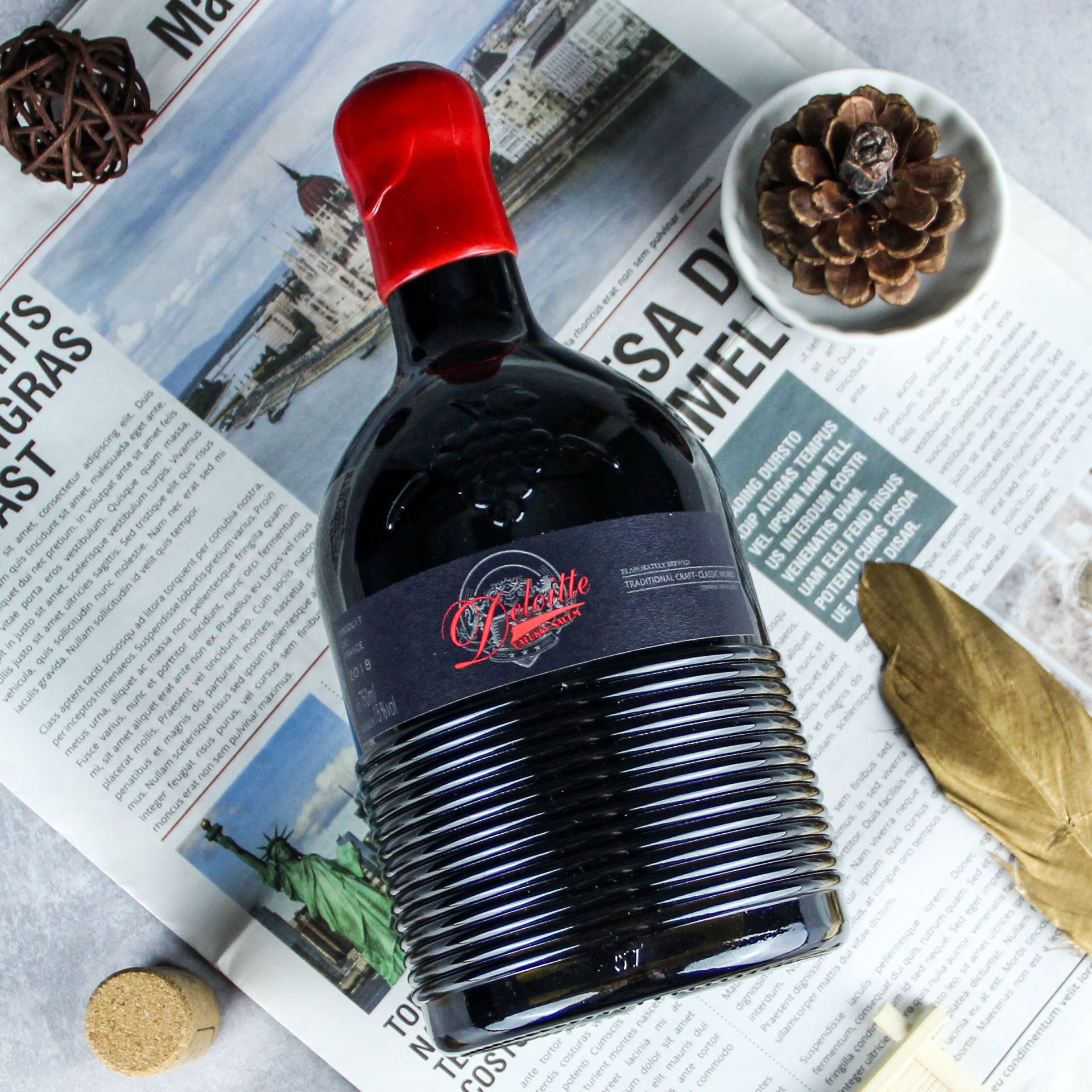 法国进口红酒15度 浮雕瓶高端干红葡萄酒 蜡封帽直播批发一件代发
