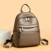 2025新款纯色女士双肩包休闲时尚女大容量小众百搭简约旅行包-