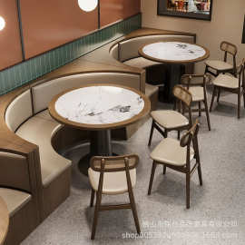 中古风咖啡厅桌椅组合东南亚餐厅湘菜馆茶楼椅子靠墙半圆卡座沙发