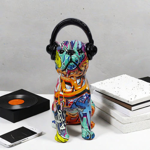 Retro animal art sculpture high-end resin craft dog sculpture home living room cabinet decoration