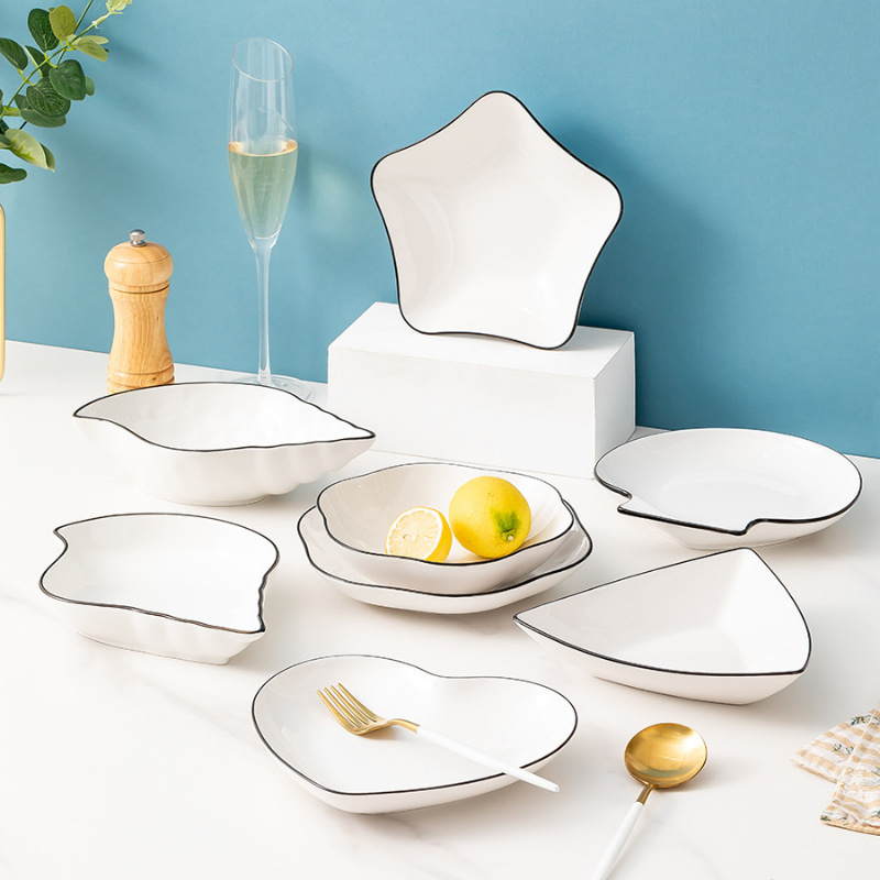 Underglaze Color Household Ceramic Irregular Plates Small Plates Dish Plates Heart Plates Bowls and Dishes Sets Tableware Plates