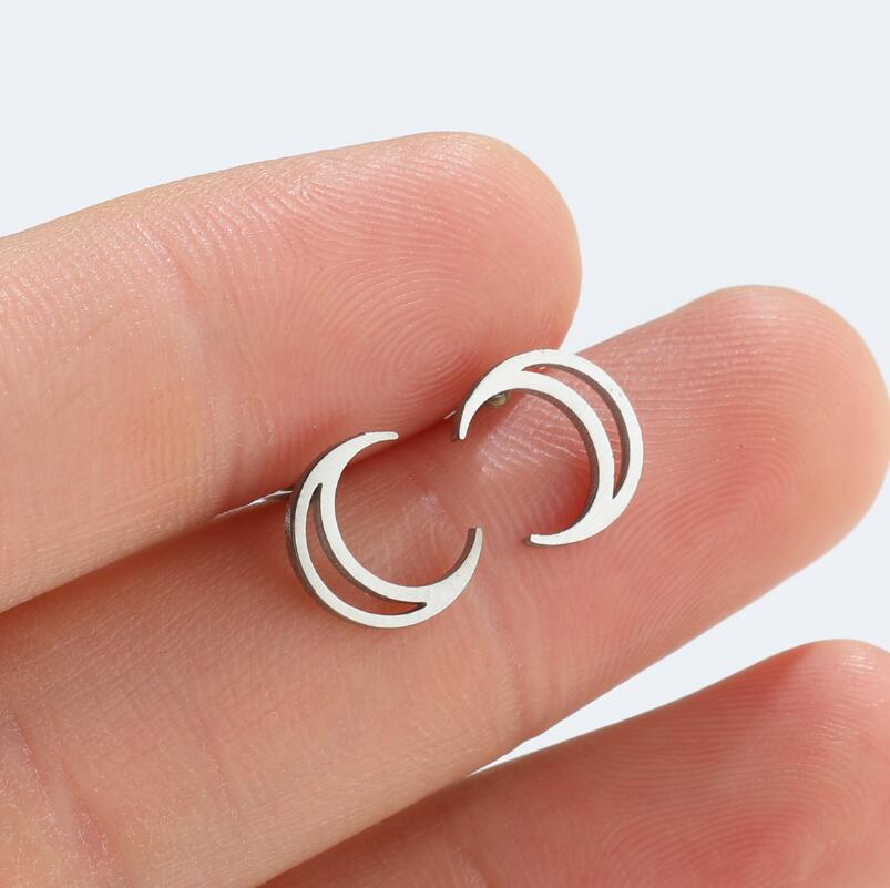 Fashion Moon Titanium Steel Ear Studs Plating No Inlaid Stainless Steel Earrings