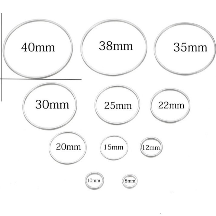 12-50mm cobre puro galvanoplastia círculo cerrado anillo sin boca anillo de boca sólida DIY pendientes accesorios material
