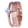 Fashionable ring stainless steel, golden zirconium, European style, on index finger, pink gold, micro incrustation