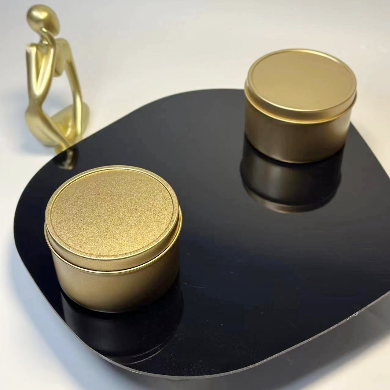 80MM马口铁直身圆罐铁盒6盎司金色蜡烛罐空铁罐现货